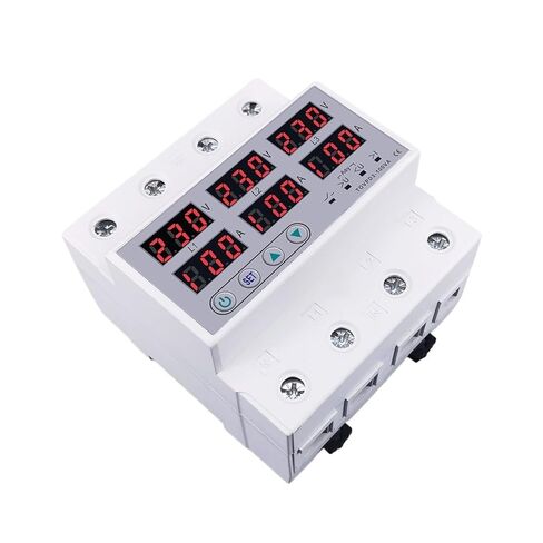 3 Phase 3P+N Voltmeter Ammeter Adjustable Over and Under Voltage Current Limit Protection Monitor Relay Protector(63A with N 3X220V) in Saudi Arabia