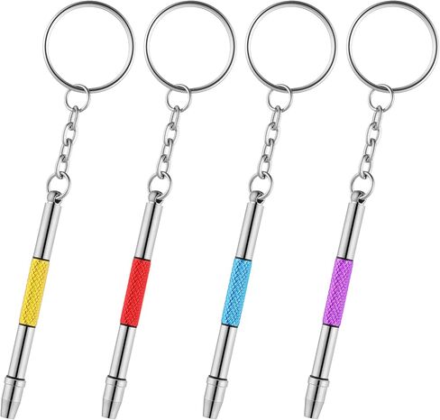 4 Pcs Mini Eyeglass Screwdriver, Precision 4 in 1 Glasses Tightening Kit with Keychain for Eyeglass and Watch Repair, Includes Phillips, Flathead, and 2X Hex Tools in Saudi Arabia