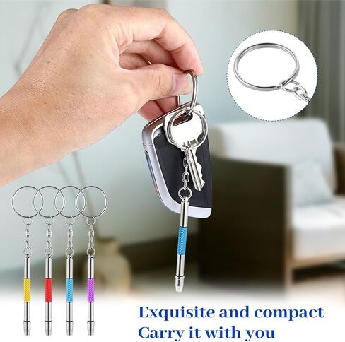 4 Pcs Mini Eyeglass Screwdriver, Precision 4 in 1 Glasses Tightening Kit with Keychain for Eyeglass and Watch Repair, Includes Phillips, Flathead, and 2X Hex Tools in Saudi Arabia
