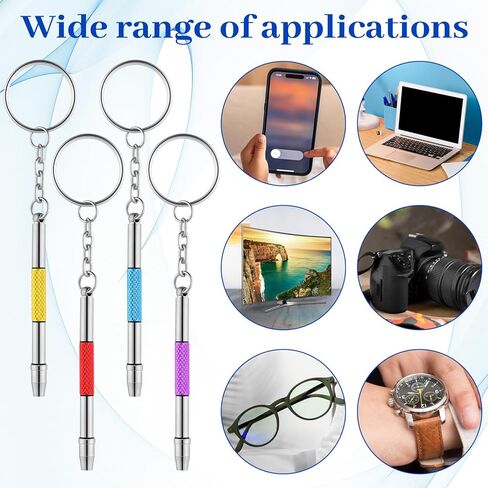 4 Pcs Mini Eyeglass Screwdriver, Precision 4 in 1 Glasses Tightening Kit with Keychain for Eyeglass and Watch Repair, Includes Phillips, Flathead, and 2X Hex Tools in Saudi Arabia
