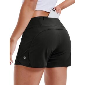 MIER Women's 2 in 1 Running Shorts Athletic High Waisted Workout Tennis Gym Shorts with Liner Zipper Pocket 3"