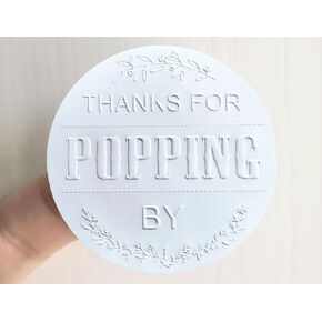 100PCS Ready To Pop Embossed Stickers, Baby Shower Favour Stickers, Thanks for Popping By Stickers, Baby Shower Stickers