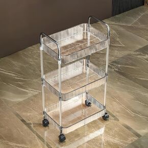 عربة من الأكريليك الشفاف ذات 3 طبقات بإطار وعجلات من الفولاذ المقاوم للصدأ، منظم تخزين قياسي للمنزل والمكتب in Kuwait