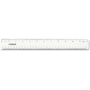 Universal Clear Plastic Ruler, Standard/Metric, 12" Long, Clear