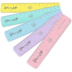 Ashton and Wright - 6 Inch / 15cm Rulers - Shatter Resistant - Pack of 5 - Pastel Colors