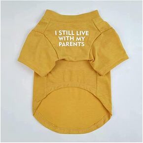 تي شيرت مطبوع عليه I Still Live with My Parents للكلاب، ملابس مضحكة للكلاب الأليفة، قمصان للقطط قابلة للتنفس (كبير)