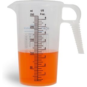 8oz 1 Cup Measure Pitcher with Convenient Conversion Chart– Food Grade - Great for Cooking, Home Hobbies, Aquariums, Pet Additives, Medical and Lab Chemicals with High Chemical Resistance by Turnah