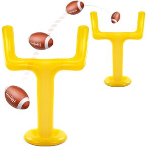 2 Pcs 70.8'' Inflatable Jumbo Football Set Football Goal Post with 8 Footballs for Football Party Game Day Football Themed Party Sport Party Decorations Football Game Outdoor Football Practice