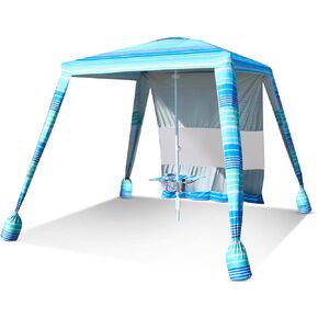 Copa 6x6 Easy Up Beach Cabana - Beach Tent Sun Shelter with Privacy Wall, Beach Canopy includes Umbrella Table Tray, Towel hanger, and Sand Anchor Beach Shade (Flowers)