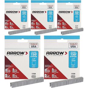 Arrow Fastener 508 Genuine T50 1/2-Inch Staples, 5 Pack