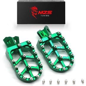 MZS Dirt Bike Foot Pegs, Motocross Footpeg MX Footrest Rest Accessories CNC Green Compatible with KLX 230 KLX230 2020-2023 | KLX230R 2020-2023 | KLX230S 2022-2023 | KLX150L 2014-2021
