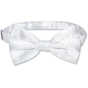 Vesuvio Napoli BOWTIE WHITE Paisley Color Men's Bow Tie for Tuxedo or Suit