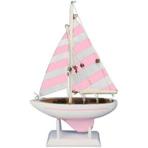 Hampton Nautical Sailboat9-115 مركب شراعي خشبي جميل باللون الوردي 9-115 مركب شراعي 9 بوصة - ديكور مركب شراعي - سفينة شراعية 9-115 in Kuwait