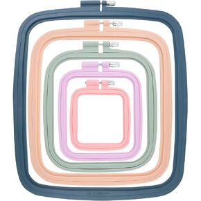 Framendino, 4 Pack Size Square Embroidery Hoops Plastic Cross Stitch Reusable Frames Rings for DIY Sewing Needlework Project