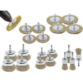 أدوات LINE10 20pk سلك فرشاة الحفر مرفق مجموعة النحاس المطلي لتنظيف الصدأ 1/4 "عرافة عرقوب يناسب شنيور يعمل بالبطارية in Kuwait