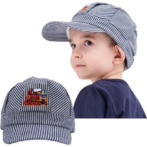 Child's Engineer Cap Classic BlueWhite Stripes Train Conductor Adjustable Hat for Children, kid