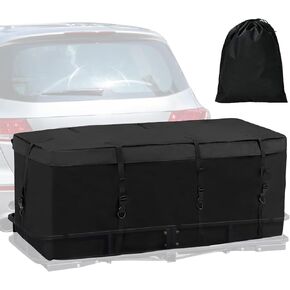 Hitch Cargo Carrier Bag 12.5 Cubic Feet Cargo Traveling Bag,Soft Shell Waterproof with 8 Reinforced Straps for Truck Pickup All Vehicle with Steel Cargo Basket