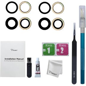 Rear Camera Lens Glass Replacement Kits for iPhone 16 Pro & 16 Pro Max Pre-Installed Adhesive with Installation Manual and Repair Tools