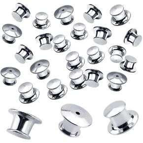 Onwon 20 Pieces Pin Backs Locking Bulk Metal Pin Keepers Locking Clasp, No Tool Required, Metal Locking Pin Backs, Metal Locking Pin Keepers (20)