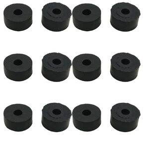 12PCS Plastic Rubber Shock Absorbing Cushion Thickness 10mm8mm Each 6pcs Spacer Bracket Washer Cushioning Perforated Anti Vibration Equipment Machine Round Medium Hard Black