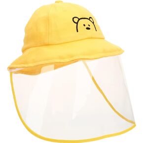 Kisangel Kids Sun Hat with Clear Face Cover Anti Spitting Bucket Hat Outdoor Wide for Baby Boys Girls Yellow