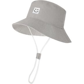 Baby Sun Hat, Newborn Toddler Beach Hat Smile Face UPF 50+ Toddler Bucket Hat for Boys Adjustable Cap in Kuwait