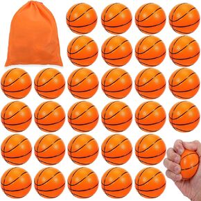 30 PCS Mini Basketball Stress Balls,2.5 Inch Mini Basketballs for Kids,Mini Basketball Party Favors,Mini Foam Sports Balls,Small Basketball Squeeze Balls for Party Favors Stress Relief Sports