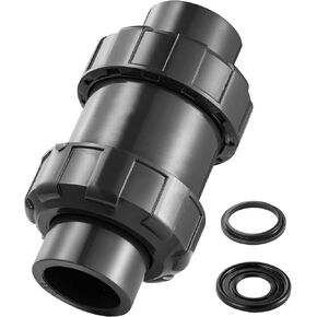 PVC True Union Check Valve, 1'' True Union Check Valve Full Port Utility Check Valve, UPVC Combination Check Valve for Backflow Prevention Black