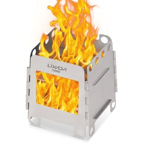 Lixada Camping Stove, Titanium Folding Wood Burning Stove Alcohol Burner Pocket Stove Portable Lightweight