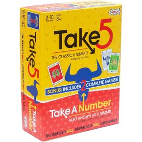 AMIGO Take 5: Two Games in One – U.S. Version of 6 Nimmt! with Take A Number (X Nimmt!) Included, Yellow/Red