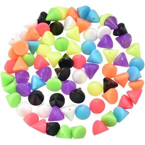 200pcs Plastic Cone Stud Spike Bead Rivet Punk Rock Leather Craft Sew On Glue on DIY Garments Bags Shoes Embellishment Assorted Colors