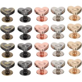 Brass Screws Chicago Bolts 20 Sets Heart Shape Leathercraft Rivets, Heart Heart Shape Screwback Stud Rivets, Decoration Stud Rivetsfor Leather Clothing Bags Belts Handbag Feet Punk Purse