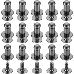uxcell 15Sets Brass Ball Head Stud Rivets, 6mm Dia. Screw Back Button Nipple Rivet for DIY Leathercraft, Silver