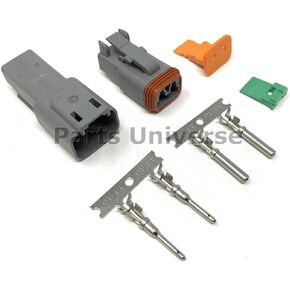 Deutsch 2-Pin Connector Kit with Housing, Pins & Seals Crimp Style Terminals, 14-16 Gauge