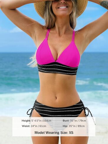طقم بيكيني نسائي من CUPSHE مكون من قطعتين لباس سباحة متوسط ​​الارتفاع بأشرطة سباغيتي ورباط خلفي in Saudi Arabia