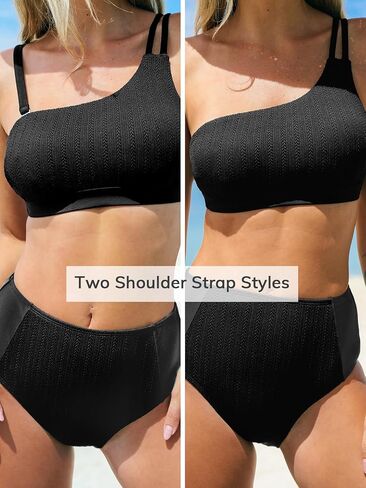 CUPSHE Women's Bikini Set Two Piece Swimsuits High Waisted One Shoulder Swimwear Removable Adjustable Strap in Saudi Arabia