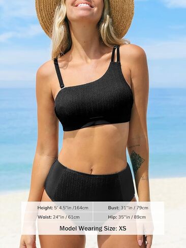 CUPSHE Women's Bikini Set Two Piece Swimsuits High Waisted One Shoulder Swimwear Removable Adjustable Strap in Saudi Arabia