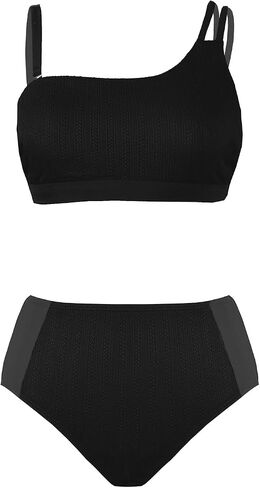 CUPSHE Women's Bikini Set Two Piece Swimsuits High Waisted One Shoulder Swimwear Removable Adjustable Strap in Saudi Arabia