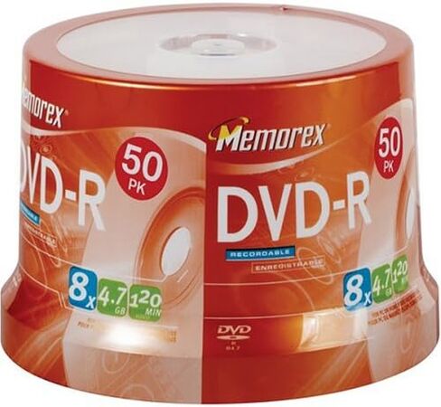 Memorex 4.7 جيجابايت/8x DVD-R (50 حزمة عمود دوران) in Saudi Arabia