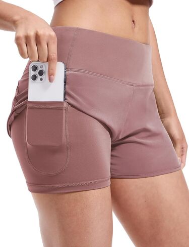 MIER Women's 2 in 1 Running Shorts Athletic High Waisted Workout Tennis Gym Shorts with Liner Zipper Pocket 3" in Kuwait