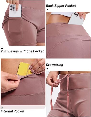 MIER Women's 2 in 1 Running Shorts Athletic High Waisted Workout Tennis Gym Shorts with Liner Zipper Pocket 3" in Kuwait