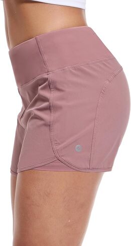 MIER Women's 2 in 1 Running Shorts Athletic High Waisted Workout Tennis Gym Shorts with Liner Zipper Pocket 3" in Kuwait