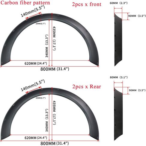 Kyostar New School 4Pcs 800mm Universal Car Fender Flares Wheel Arches (Carbon Fiber Look) in Saudi Arabia