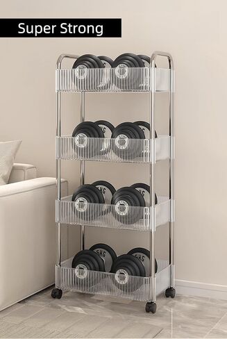 عربة من الأكريليك الشفاف ذات 3 طبقات بإطار وعجلات من الفولاذ المقاوم للصدأ، منظم تخزين قياسي للمنزل والمكتب in Kuwait