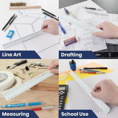 مسطرة مقياس اقتصادي لمهندس قوس المحيط الهادئ، مقسمة على: 1/16 بوصة، 3/32 بوصة، 1/8 بوصة، 3/16 بوصة، 1/4 بوصة، 3/8 بوصة، 1/2 بوصة، 3/4 بوصة، 1 بوصة، 1-1/2 بوصة، 3 بوصة مقياس الدرجات. 12 إنش in Kuwait