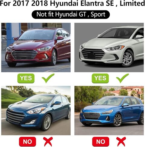 For 2017 2018 Hyundai Elantra DRL LED Daytime Running Lights Front Fog Lights with White DRL Lamps Amber Turn Signal Lights Assembly, Black, DRL18ELT in Kuwait