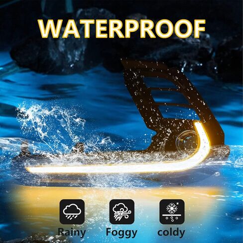 For 2017 2018 Hyundai Elantra DRL LED Daytime Running Lights Front Fog Lights with White DRL Lamps Amber Turn Signal Lights Assembly, Black, DRL18ELT in Kuwait