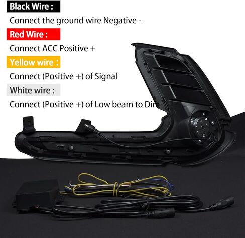 For 2017 2018 Hyundai Elantra DRL LED Daytime Running Lights Front Fog Lights with White DRL Lamps Amber Turn Signal Lights Assembly, Black, DRL18ELT in Kuwait