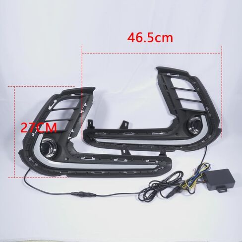 For 2017 2018 Hyundai Elantra DRL LED Daytime Running Lights Front Fog Lights with White DRL Lamps Amber Turn Signal Lights Assembly, Black, DRL18ELT in Kuwait