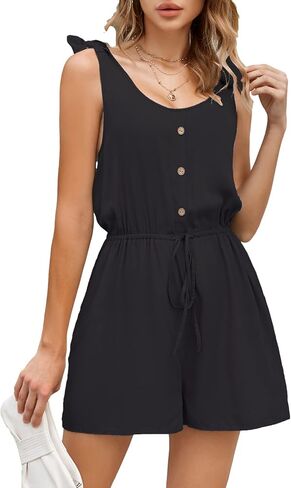 Womens Casual Stretchy Adjustable Elastic Waist Shorts Overalls Loose Wide Leg Drawstring Shorts Rompers in Saudi Arabia